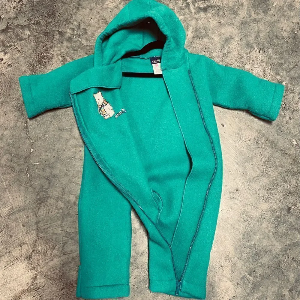 Carter’s Green Fleece Bunting Suit Size 6-12 Months